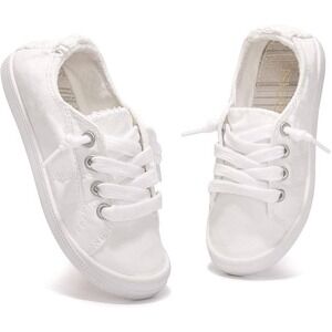 BeneKer Kids White Canvas Slip On Sneakers Shoes Girls Size 1M‎ NWT